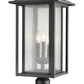 Z-Lite Aspen 11" W x 25" H 3-Light Black Outdoor Pier Mounted Fixture and Square Pier Mount Hardware With Clear Seedy Glass Shade