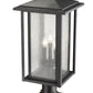 Z-Lite Aspen 11" W x 25" H 3-Light Black Outdoor Pier Mounted Fixture and Square Pier Mount Hardware With Clear Seedy Glass Shade
