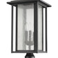 Z-Lite Aspen 11" W x 25" H 3-Light Black Outdoor Pier Mounted Fixture and Square Pier Mount Hardware With Clear Seedy Glass Shade