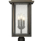Z-Lite Aspen 11" W x 25" H 3-Light Oil Rubbed Bronze Outdoor Pier Mounted Fixture and Square Pier Mount Hardware With Clear Seedy Glass Shade
