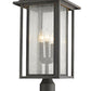 Z-Lite Aspen 11" W x 25" H 3-Light Oil Rubbed Bronze Outdoor Pier Mounted Fixture and Square Pier Mount Hardware With Clear Seedy Glass Shade
