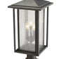 Z-Lite Aspen 11" W x 25" H 3-Light Oil Rubbed Bronze Outdoor Pier Mounted Fixture and Square Pier Mount Hardware With Clear Seedy Glass Shade