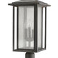 Z-Lite Aspen 11" W x 25" H 3-Light Oil Rubbed Bronze Outdoor Pier Mounted Fixture and Square Pier Mount Hardware With Clear Seedy Glass Shade