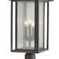 Z-Lite Aspen 11" W x 25" H 3-Light Oil Rubbed Bronze Outdoor Pier Mounted Fixture and Square Pier Mount Hardware With Clear Seedy Glass Shade