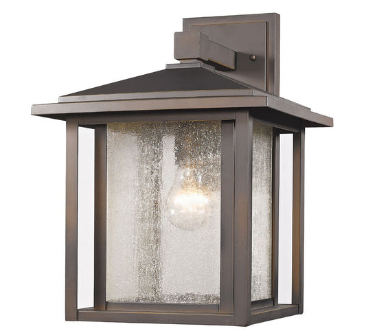 Z-Lite Aspen 12" 1-Light Oil Rubbed Bronze Outdoor Wall Sconce With Clear Seedy Glass Shade