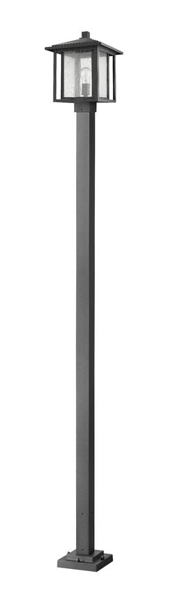 Z-Lite Aspen 554PHBS-536P-BK 1-Light Medium Bulb Base Black Aluminum Frame Clear Seedy Glass Shade Outdoor Post Mounted Fixture