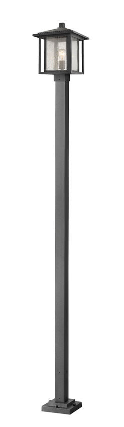 Z-Lite Aspen 554PHBS-536P-BK 1-Light Medium Bulb Base Black Aluminum Frame Clear Seedy Glass Shade Outdoor Post Mounted Fixture