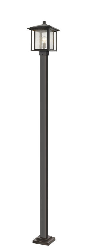 Z-Lite Aspen 554PHBS-536P-ORB 1-Light Medium Bulb Base Oil Rubbed Bronze Aluminum Frame Clear Seedy Glass Shade Outdoor Post Mounted Fixture