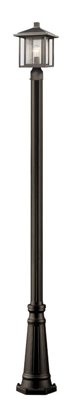 Z-Lite Aspen 554PHM-519P-ORB 1-Light Medium Bulb Base Oil Rubbed Bronze Aluminum Frame Clear Seedy Glass Shade Outdoor Post Mounted Fixture