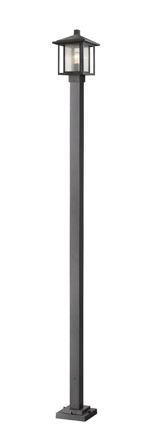 Z-Lite Aspen 554PHMS-536P-BK 1-Light Medium Bulb Base Black Aluminum Frame Clear Seedy Glass Shade Outdoor Post Mounted Fixture