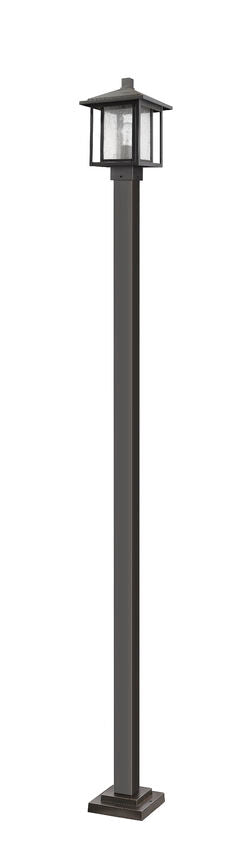 Z-Lite Aspen 554PHMS-536P-ORB 1-Light Medium Bulb Base Oil Rubbed Bronze Aluminum Frame Clear Seedy Glass Shade Outdoor Post Mounted Fixture