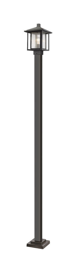 Z-Lite Aspen 554PHMS-536P-ORB 1-Light Medium Bulb Base Oil Rubbed Bronze Aluminum Frame Clear Seedy Glass Shade Outdoor Post Mounted Fixture