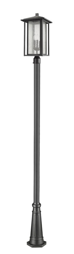 Z-Lite Aspen 554PHXLR-519P-BK 3-Light Candelabra Bulb Base Black Aluminum Frame Clear Seedy Glass Outdoor Post Mounted Fixture