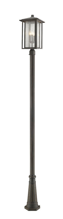 Z-Lite Aspen 554PHXLR-519P-ORB 3-Light Candelabra Bulb Base Oil Rubbed Bronze Aluminum Frame Clear Seedy Glass Outdoor Post Mounted Fixture
