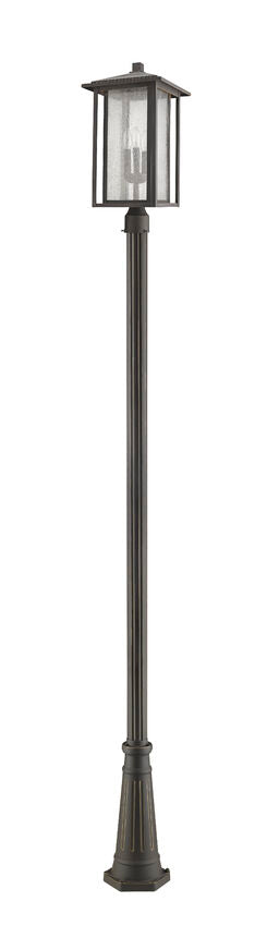 Z-Lite Aspen 554PHXLR-519P-ORB 3-Light Candelabra Bulb Base Oil Rubbed Bronze Aluminum Frame Clear Seedy Glass Outdoor Post Mounted Fixture