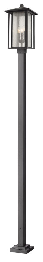 Z-Lite Aspen 554PHXLS-536P-BK 3-Light Candelabra Bulb Base Black Aluminum Frame Clear Seedy Glass Outdoor Post Mounted Fixture