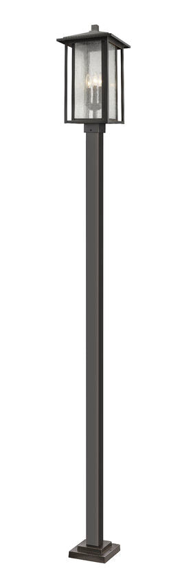 Z-Lite Aspen 554PHXLS-536P-ORB 3-Light Candelabra Bulb Base Oil Rubbed Bronze Aluminum Frame Clear Seedy Glass Outdoor Post Mounted Fixture