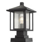 Z-Lite Aspen 9" W x 16" H 1-Light Black Outdoor Pier Mounted Fixture and Square Pier Mount Hardware With Clear Seedy Glass Shade