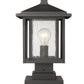 Z-Lite Aspen 9" W x 16" H 1-Light Black Outdoor Pier Mounted Fixture and Square Pier Mount Hardware With Clear Seedy Glass Shade