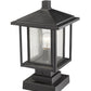 Z-Lite Aspen 9" W x 16" H 1-Light Black Outdoor Pier Mounted Fixture and Square Pier Mount Hardware With Clear Seedy Glass Shade