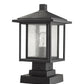 Z-Lite Aspen 9" W x 16" H 1-Light Black Outdoor Pier Mounted Fixture and Square Pier Mount Hardware With Clear Seedy Glass Shade
