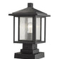 Z-Lite Aspen 9" W x 16" H 1-Light Black Outdoor Pier Mounted Fixture and Square Pier Mount Hardware With Clear Seedy Glass Shade