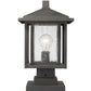 Z-Lite Aspen 9" W x 16" H 1-Light Oil Rubbed Bronze Outdoor Pier Mounted Fixture and Square Pier Mount Hardware With Clear Seedy Glass Shade