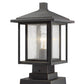 Z-Lite Aspen 9" W x 16" H 1-Light Oil Rubbed Bronze Outdoor Pier Mounted Fixture and Square Pier Mount Hardware With Clear Seedy Glass Shade