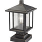 Z-Lite Aspen 9" W x 16" H 1-Light Oil Rubbed Bronze Outdoor Pier Mounted Fixture and Square Pier Mount Hardware With Clear Seedy Glass Shade