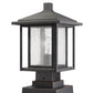 Z-Lite Aspen 9" W x 16" H 1-Light Oil Rubbed Bronze Outdoor Pier Mounted Fixture and Square Pier Mount Hardware With Clear Seedy Glass Shade