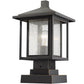 Z-Lite Aspen 9" W x 16" H 1-Light Oil Rubbed Bronze Outdoor Pier Mounted Fixture and Square Pier Mount Hardware With Clear Seedy Glass Shade
