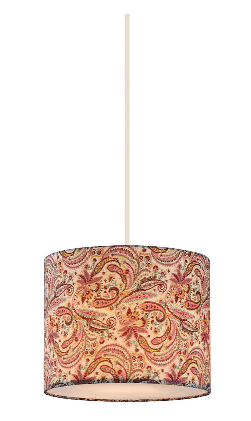 Z-Lite Astra 10" 1-Light Gloss White Pendant Light With Pink Fabric Shade