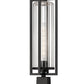 Z-Lite Aura 6" W x 15" H 1-Light Black Aluminum Outdoor Pier Mounted Fixture With Clear Ribbed Glass Shade