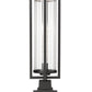 Z-Lite Aura 6" W x 15" H 1-Light Black Aluminum Outdoor Pier Mounted Fixture With Clear Ribbed Glass Shade