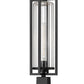 Z-Lite Aura 6" W x 15" H 1-Light Black Aluminum Outdoor Pier Mounted Fixture With Clear Ribbed Glass Shade