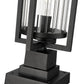 Z-Lite Aura 6" W x 15" H 1-Light Black Aluminum Outdoor Pier Mounted Fixture With Clear Ribbed Glass Shade