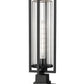Z-Lite Aura 6" W x 15" H 1-Light Black Aluminum Outdoor Pier Mounted Fixture With Clear Ribbed Glass Shade