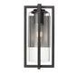 Z-Lite Aura 7" W x 13" H 1-Light Black Aluminum Outdoor Wall Light With Clear Ribbed Glass Shade