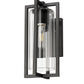 Z-Lite Aura 7" W x 13" H 1-Light Black Aluminum Outdoor Wall Light With Clear Ribbed Glass Shade