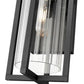 Z-Lite Aura 7" W x 13" H 1-Light Black Aluminum Outdoor Wall Light With Clear Ribbed Glass Shade
