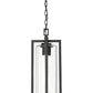 Z-Lite Aura 8" 1-Light Black Aluminum Outdoor Chain Mount Ceiling Fixture With Clear Ribbed Glass Shade