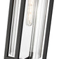Z-Lite Aura 8" 1-Light Black Aluminum Outdoor Chain Mount Ceiling Fixture With Clear Ribbed Glass Shade