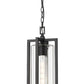 Z-Lite Aura 8" 1-Light Black Aluminum Outdoor Chain Mount Ceiling Fixture With Clear Ribbed Glass Shade