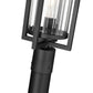 Z-Lite Aura 8" W x 120" H 1-Light Black Aluminum Outdoor Post Mounted Fixture With Clear Ribbed Glass Shade