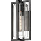 Z-Lite Aura 8" W x 17" H 1-Light Black Aluminum Outdoor Wall Light With Clear Ribbed Glass Shade
