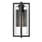 Z-Lite Aura 8" W x 17" H 1-Light Black Aluminum Outdoor Wall Light With Clear Ribbed Glass Shade