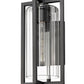 Z-Lite Aura 8" W x 17" H 1-Light Black Aluminum Outdoor Wall Light With Clear Ribbed Glass Shade