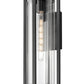 Z-Lite Aura 8" W x 22" H 1-Light Black Aluminum Outdoor Wall Light With Clear Ribbed Glass Shade