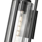 Z-Lite Aura 8" W x 22" H 1-Light Black Aluminum Outdoor Wall Light With Clear Ribbed Glass Shade