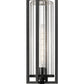 Z-Lite Aura 8" W x 25" H 1-Light Black Aluminum Outdoor Post Mount Fixture With Clear Ribbed Glass Shade